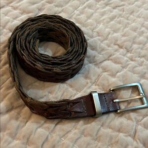Men's braided Brown Leather Belt 40”-50”